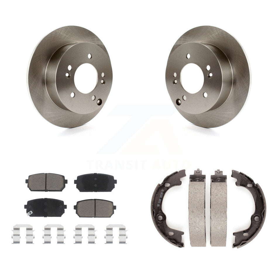 Rear Disc Rotors Ceramic Pads And Parking Brake Shoes Kit For 2007-2010 Kia Rondo K8C-104046