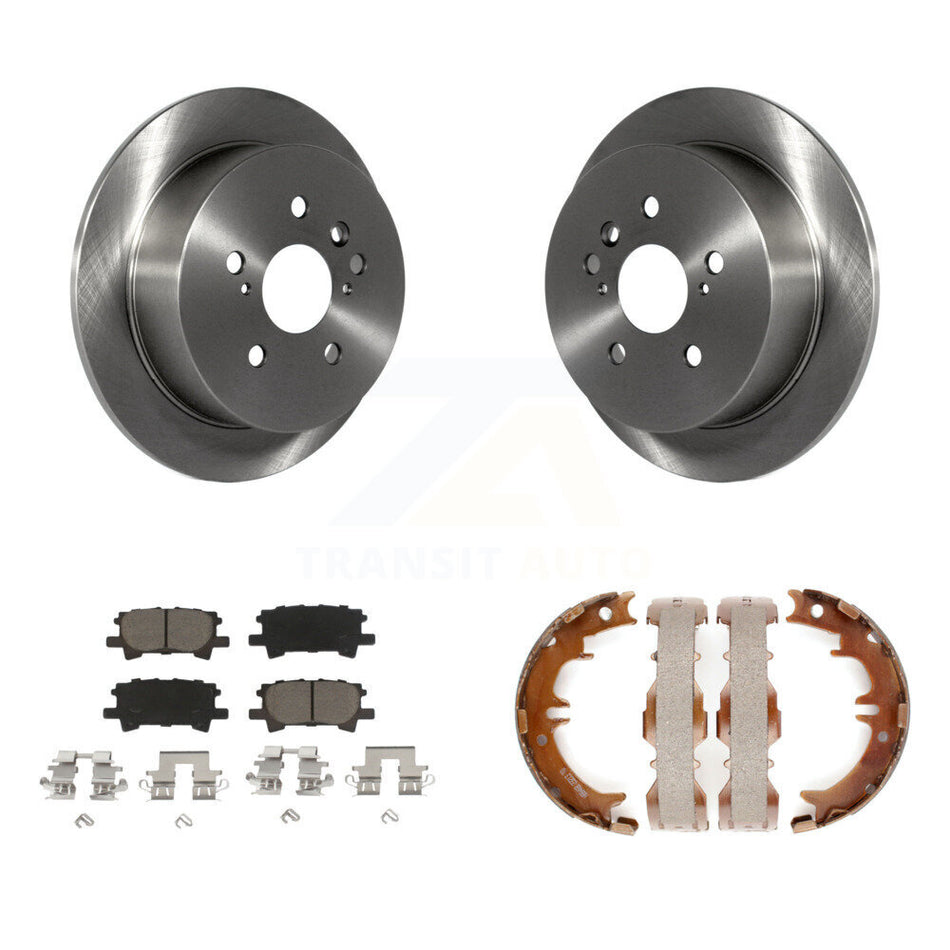 Rear Disc Rotors Ceramic Pads & Parking Shoes Kit For Lexus RX350 Toyota Highlander RX330 K8C-104047