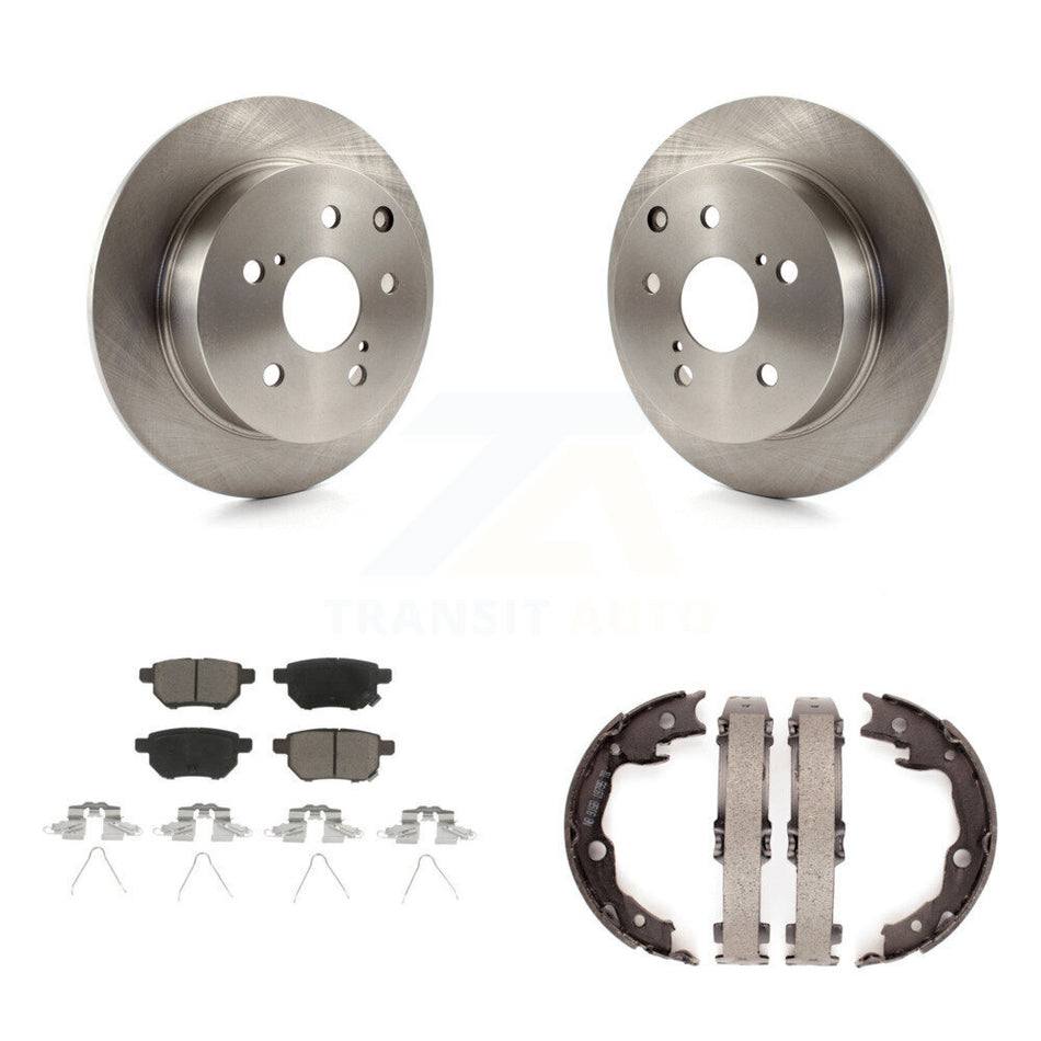 Rear Disc Rotors Ceramic Pads And Parking Brake Shoes Kit For 2010 Toyota Matrix XRS K8C-104056