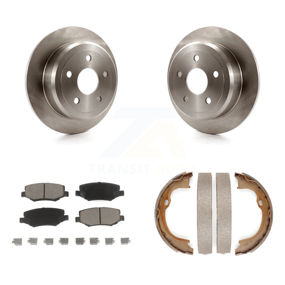Rear Disc Rotors Ceramic Pads And Parking Brake Shoes Kit For Jeep Wrangler JK K8C-104058