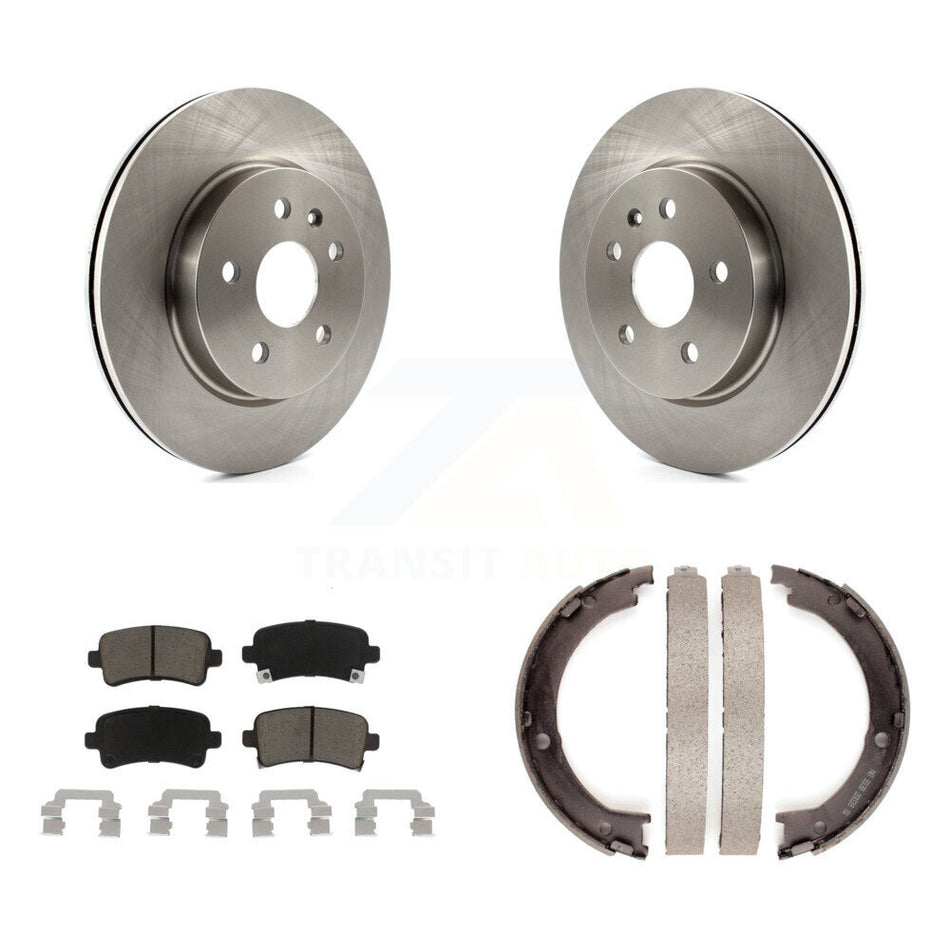 Rear Disc Rotors Ceramic Pads And Parking Brake Shoes Kit For Cadillac XTS K8C-104059
