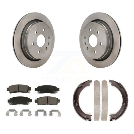 Rear Disc Rotors Ceramic Pads And Parking Brake Shoes Kit For Cadillac XTS K8C-104060