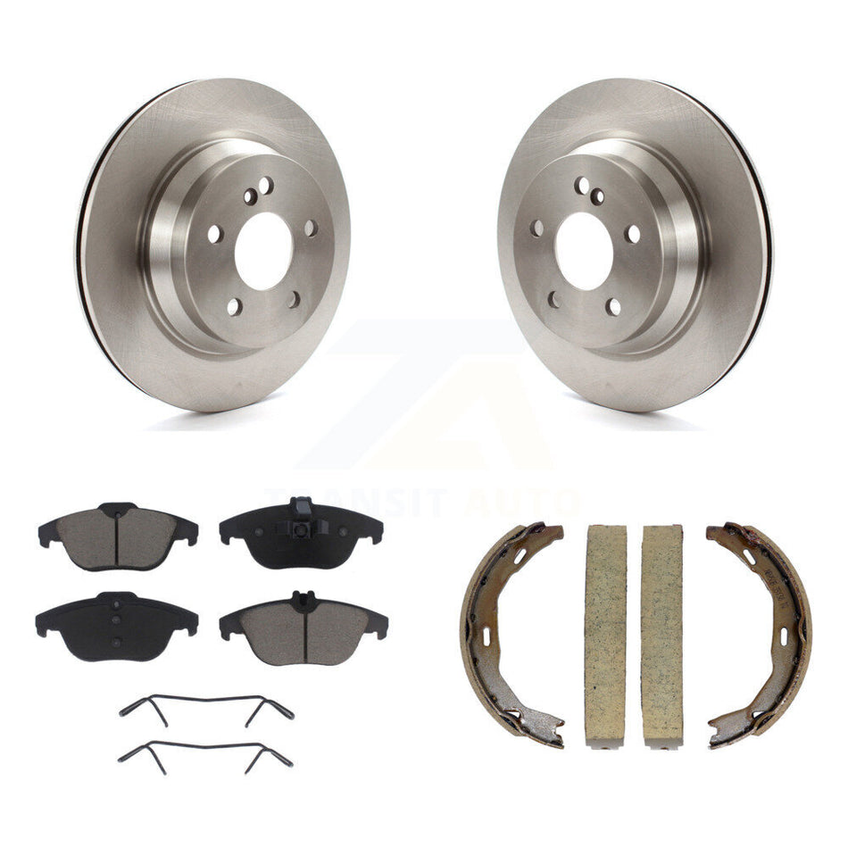 Rear Disc Rotors Ceramic Pads And Parking Brake Shoes Kit For Mercedes-Benz E350 E400 K8C-104068