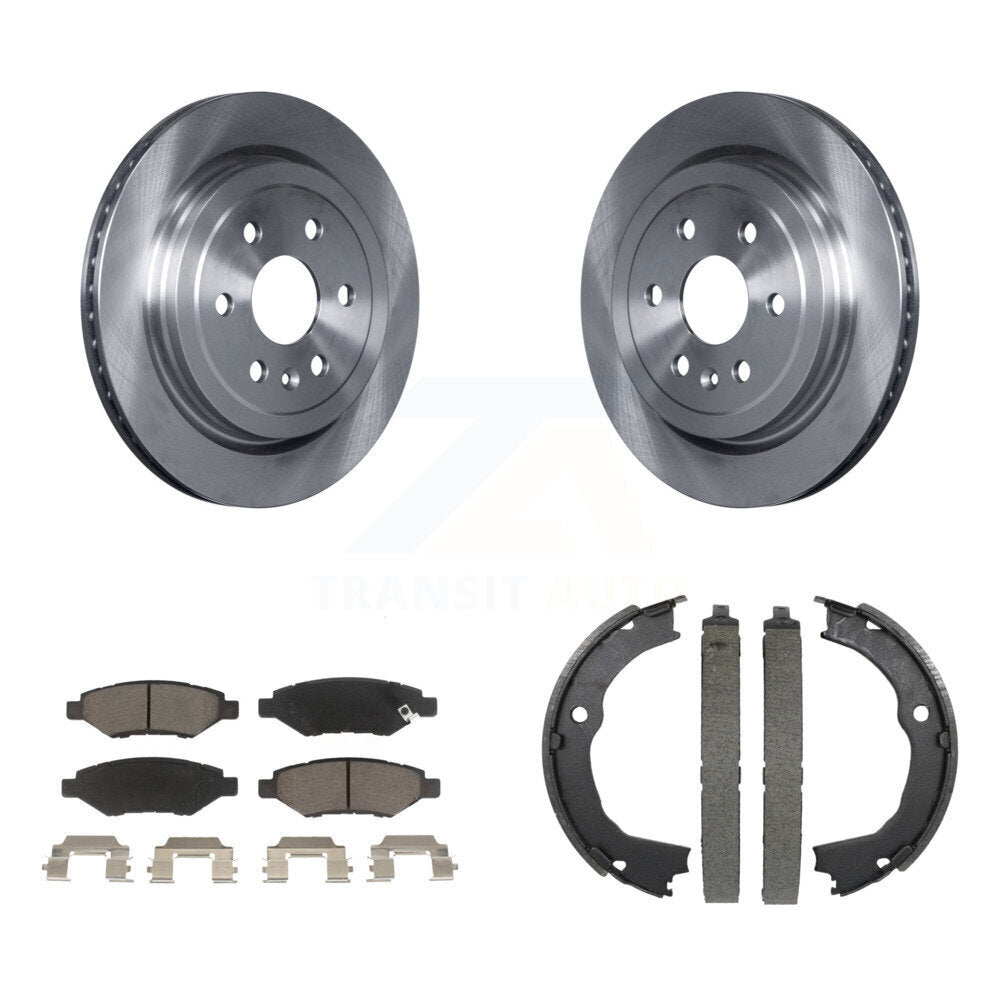 Rear Disc Rotors Ceramic Pads And Parking Brake Shoes Kit For 2010-2016 Cadillac SRX K8C-104076