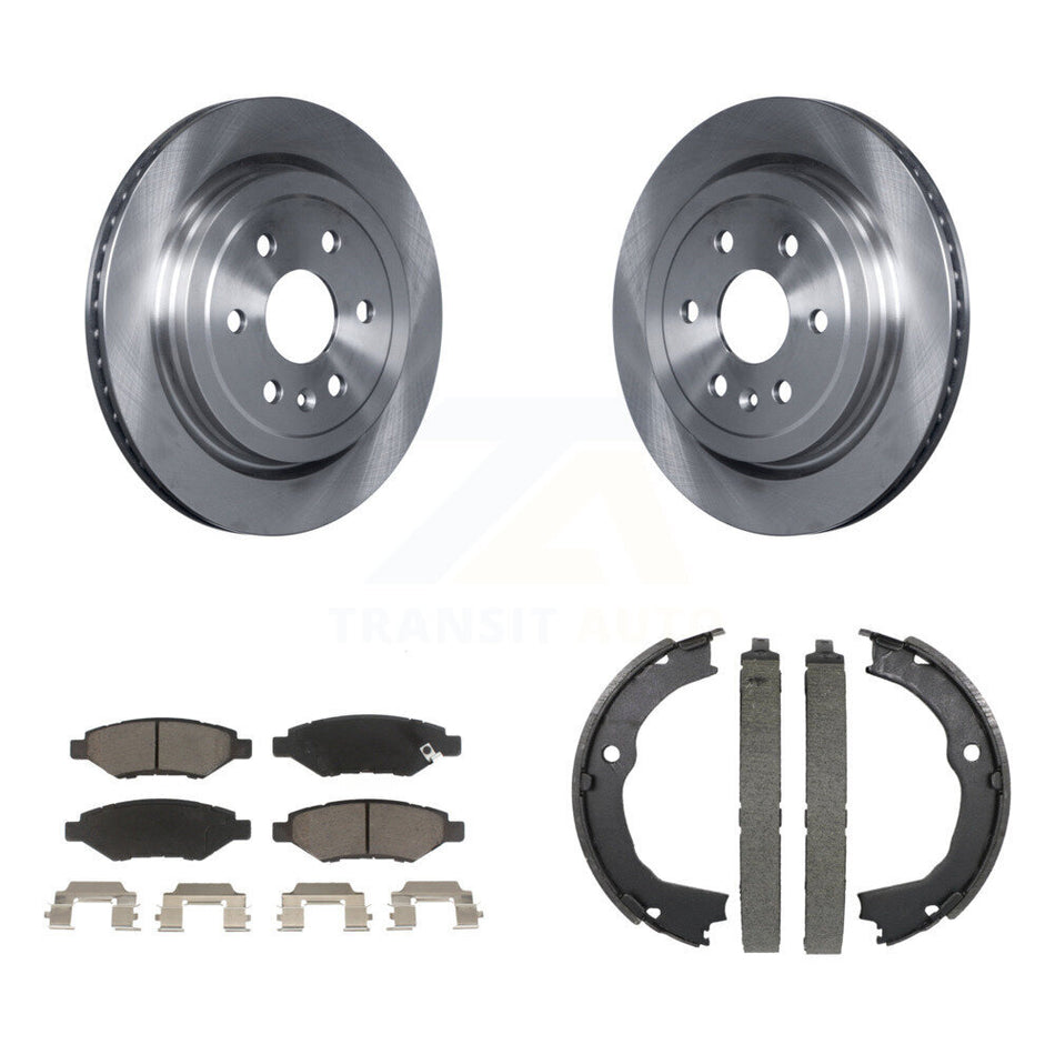 Rear Disc Rotors Ceramic Pads And Parking Brake Shoes Kit For 2010-2016 Cadillac SRX K8C-104076