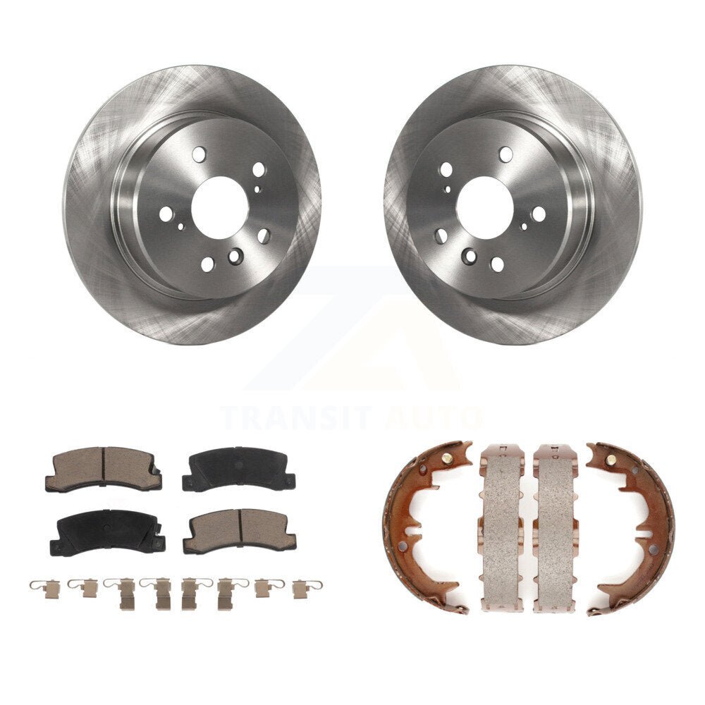 Rear Disc Rotors Ceramic Pads And Parking Brake Shoes Kit For 1999-2003 Lexus RX300 AWD K8C-104080