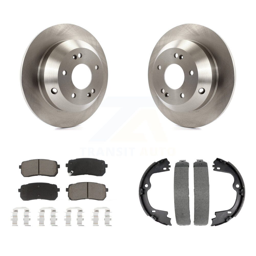 Rear Disc Rotors Ceramic Pads And Parking Brake Shoes Kit For Kia Sedona K8C-104084