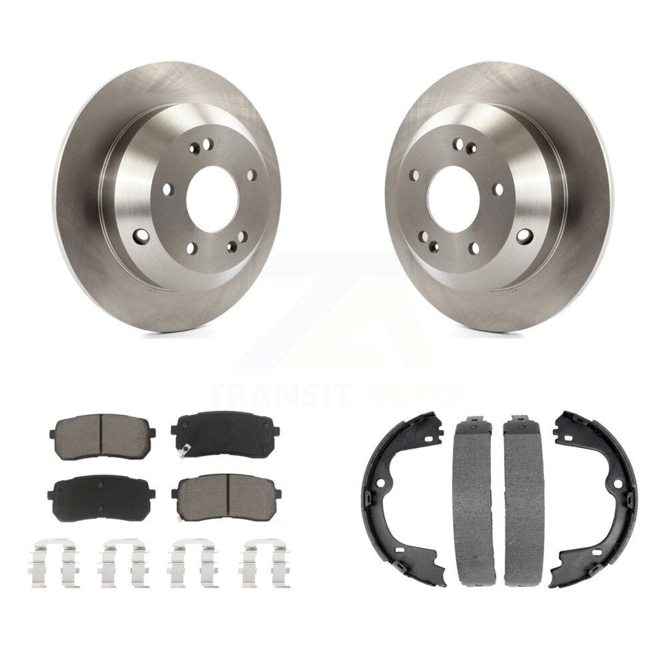 Rear Disc Rotors Ceramic Pads And Parking Brake Shoes Kit For Kia Sedona K8C-104084