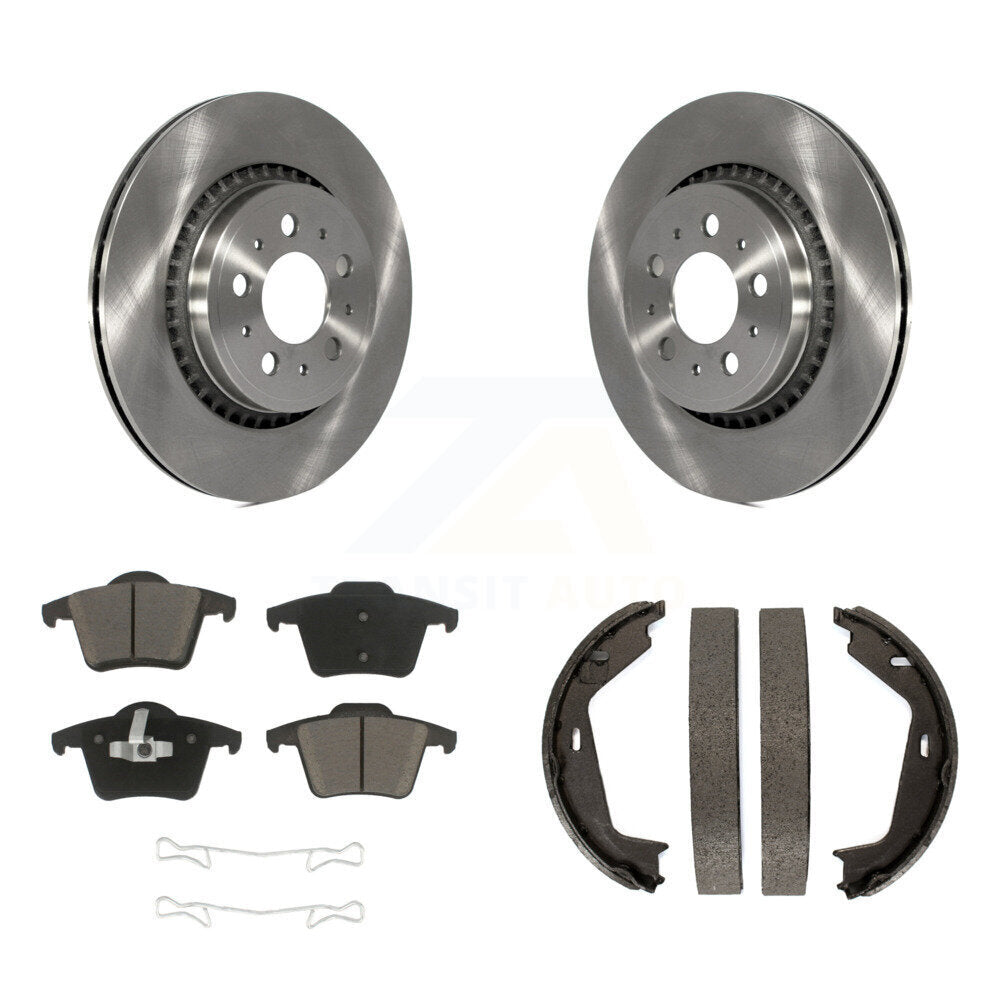 Rear Disc Rotors Ceramic Pads And Parking Brake Shoes Kit For 2003-2007 Volvo XC90 K8C-104085