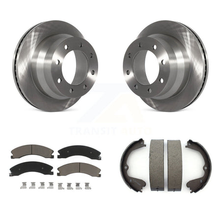 Rear Disc Rotors Ceramic Pads And Parking Shoes Kit For Chevrolet Express 3500 GMC Savana K8C-104087