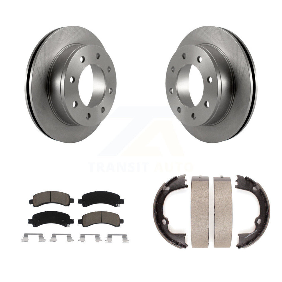 Rear Disc Rotors Ceramic Pads And Parking Shoes Kit For Chevrolet GMC Savana 2500 Express K8C-104088