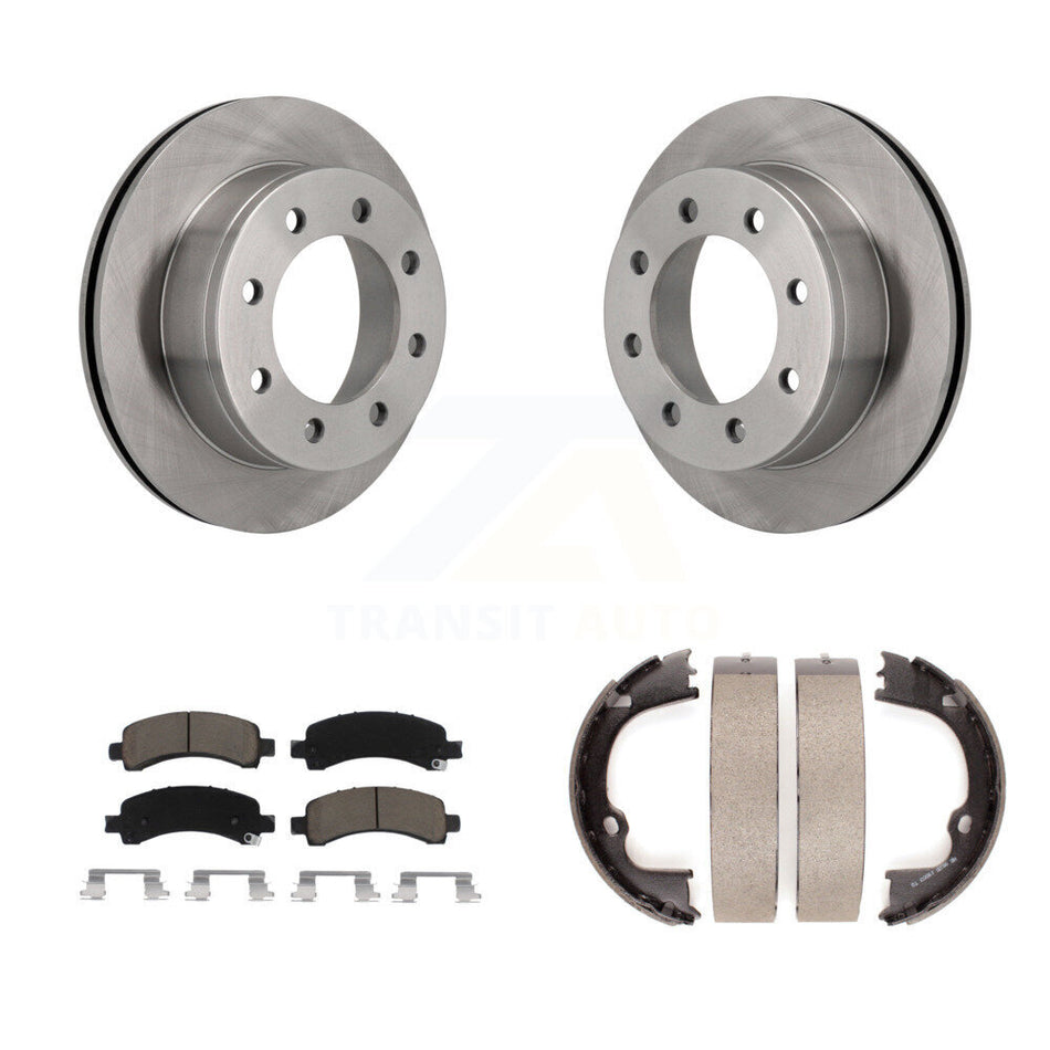 Rear Disc Rotors Ceramic Pads And Parking Shoes Kit For Chevrolet GMC Savana 2500 Express K8C-104089