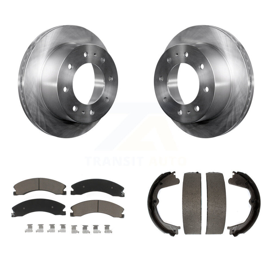 Rear Disc Rotors Ceramic Pads Parking Shoes Kit For Chevrolet Silverado 2500 HD GMC 3500 K8C-104096