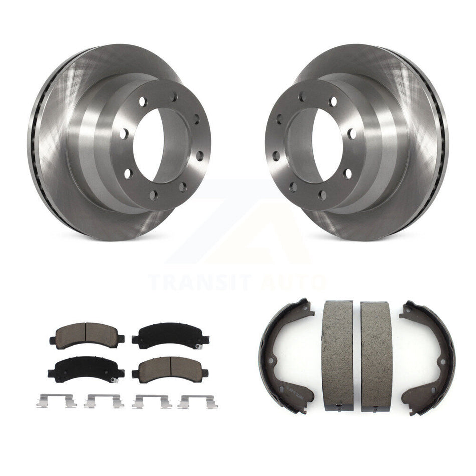 Rear Disc Rotors Ceramic Pads And Parking Brake Shoes Kit For Chevrolet Express 4500 K8C-104098