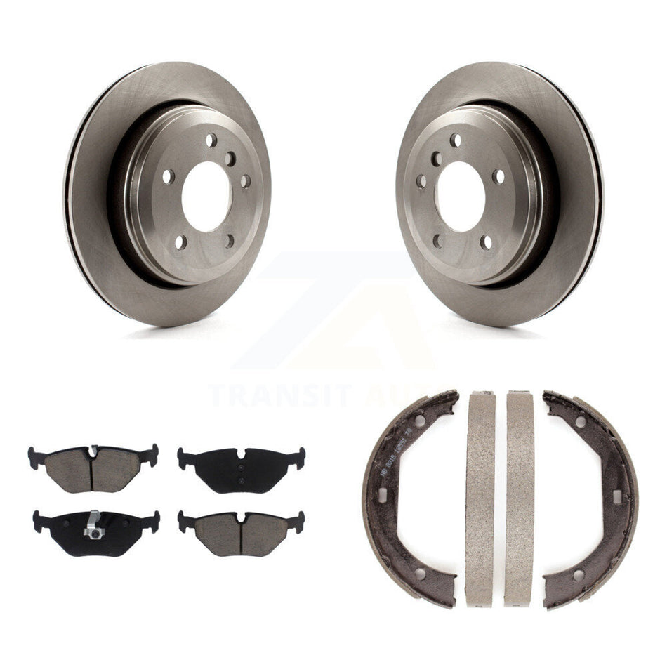 Rear Disc Rotors Ceramic Pads And Parking Brake Shoes Kit For 2001-2005 BMW 325xi K8C-104099