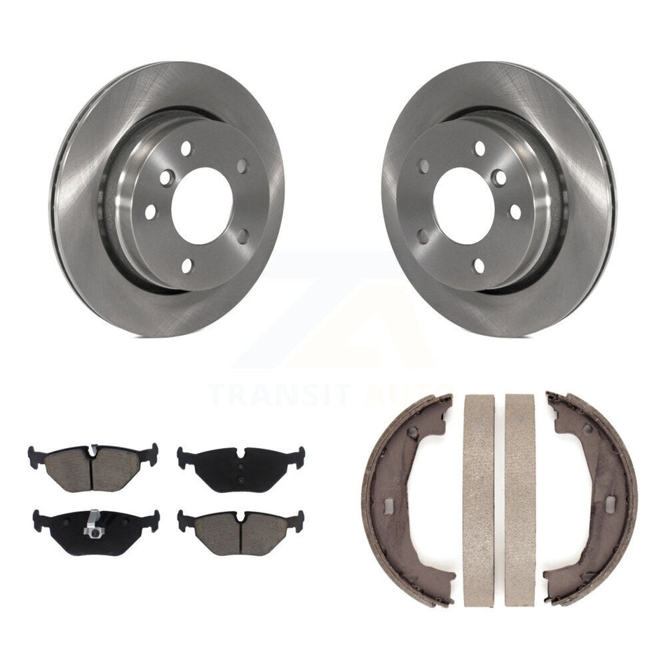 Rear Disc Rotors Ceramic Pads And Parking Brake Shoes Kit For BMW 320i 323Ci 323i K8C-104101