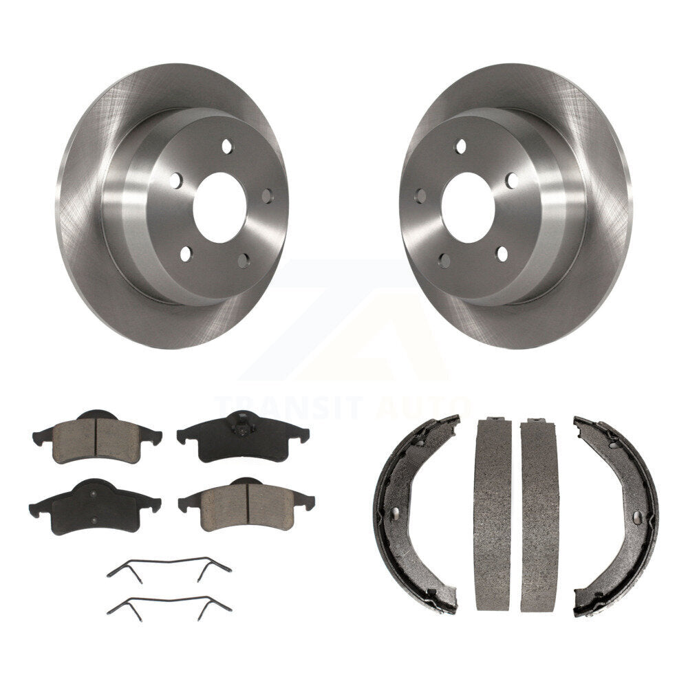 Rear Disc Rotors Ceramic Pads & Parking Brake Shoes Kit For 1999-2004 Jeep Grand Cherokee K8C-104104