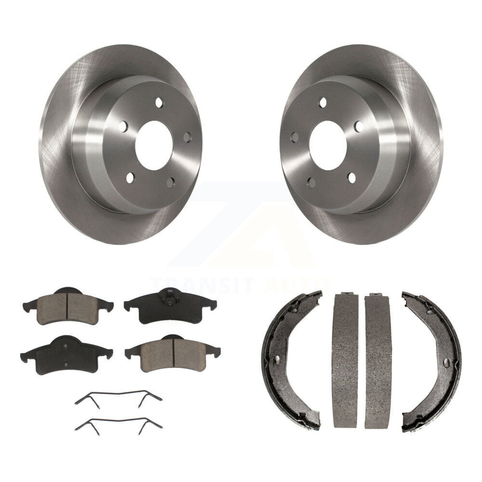 Rear Disc Rotors Ceramic Pads & Parking Brake Shoes Kit For 1999-2004 Jeep Grand Cherokee K8C-104104
