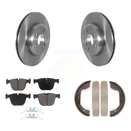Rear Disc Rotors Ceramic Pads Parking Brake Shoes Kit For BMW 535i GT xDrive 740Li 740i 7 K8C-104112