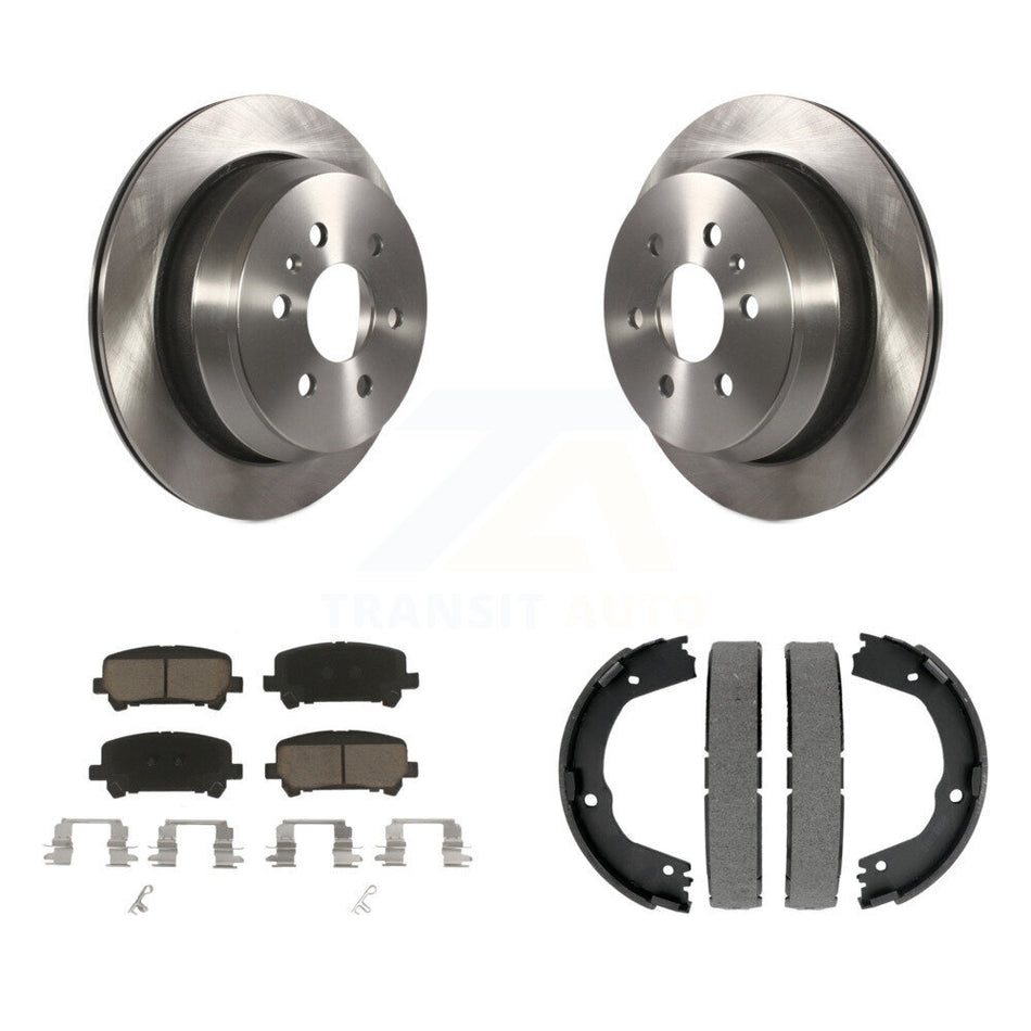 Rear Disc Rotors Ceramic Pads & Parking Brake Shoes Kit For Chevrolet Colorado GMC Canyon K8C-104117