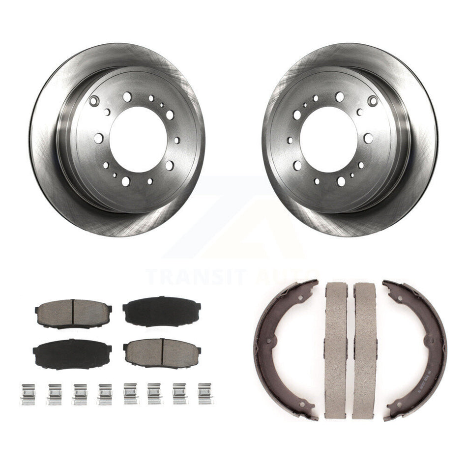Rear Disc Rotors Ceramic Pads And Parking Shoes Kit For Toyota Tundra Sequoia Lexus LX570 K8C-104130