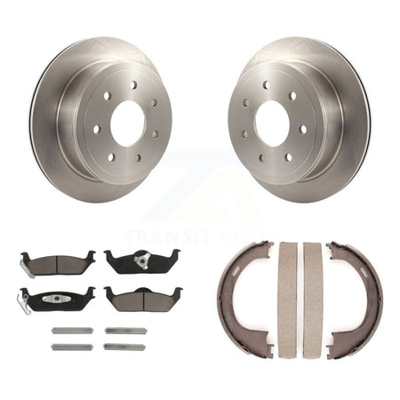 Rear Disc Rotors Ceramic Pads And Parking Brake Shoes Kit For Ford F-150 Lincoln Mark LT K8C-104133