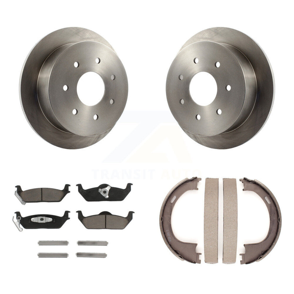 Rear Disc Rotors Ceramic Pads And Parking Brake Shoes Kit For Ford F-150 K8C-104135
