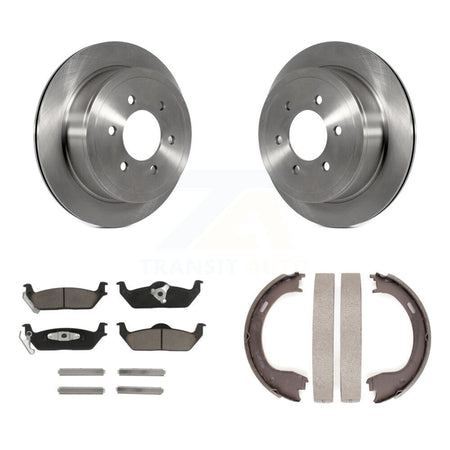 Rear Disc Rotors Ceramic Pads & Parking Shoes Kit For 09-11 Ford F-150 With 6 Lug Wheels K8C-104136