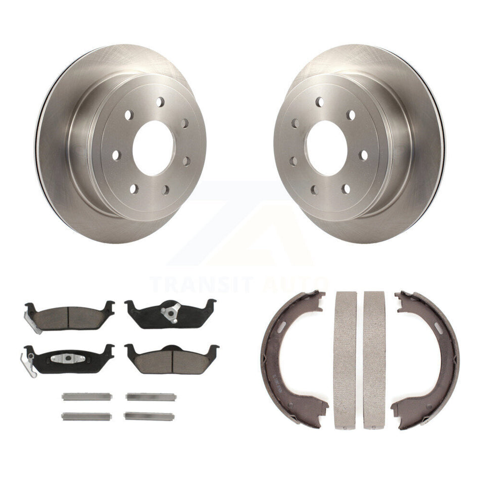 Rear Disc Rotors Ceramic Pads & Parking Shoes Kit For 09-11 Ford F-150 With 7 Lug Wheels K8C-104137