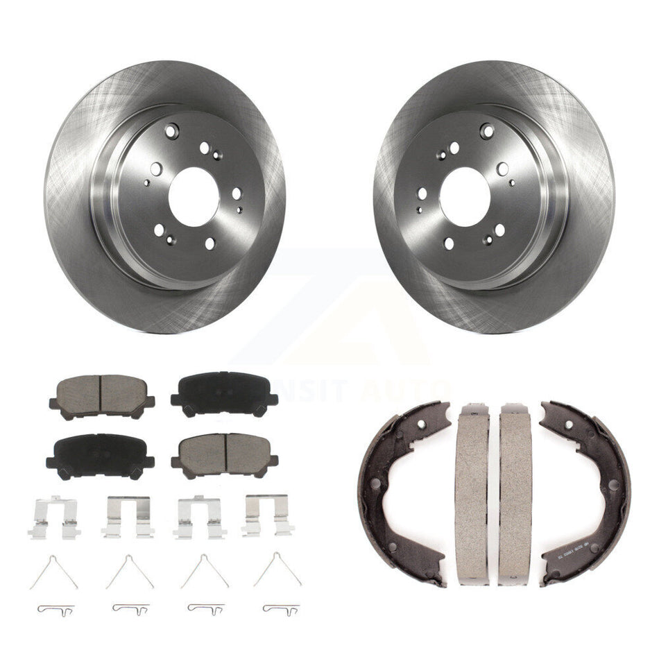 Rear Disc Rotors Ceramic Pads And Parking Brake Shoes Kit For Honda Pilot Acura MDX ZDX K8C-104143