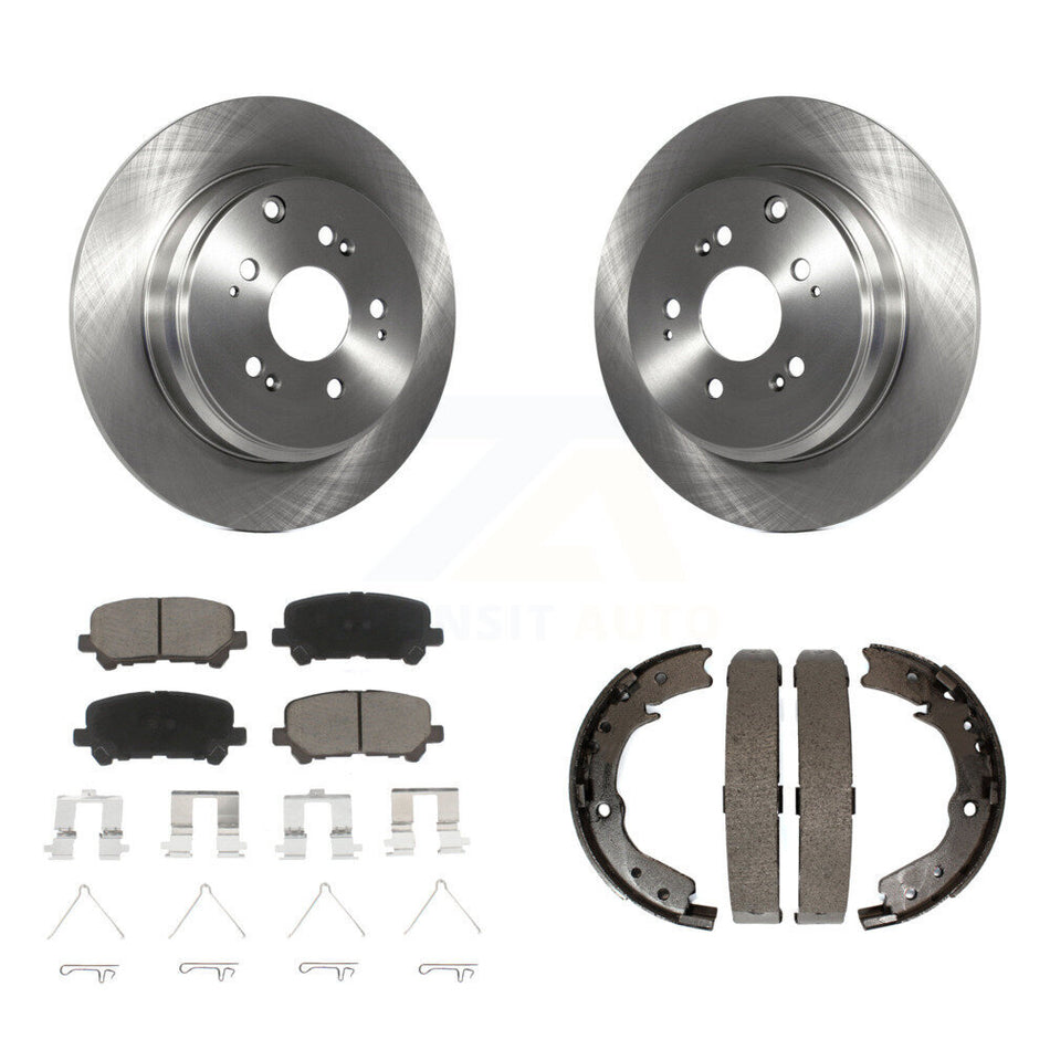 Rear Disc Rotors Ceramic Pads And Parking Brake Shoes Kit For 2011-2017 Honda Odyssey K8C-104144