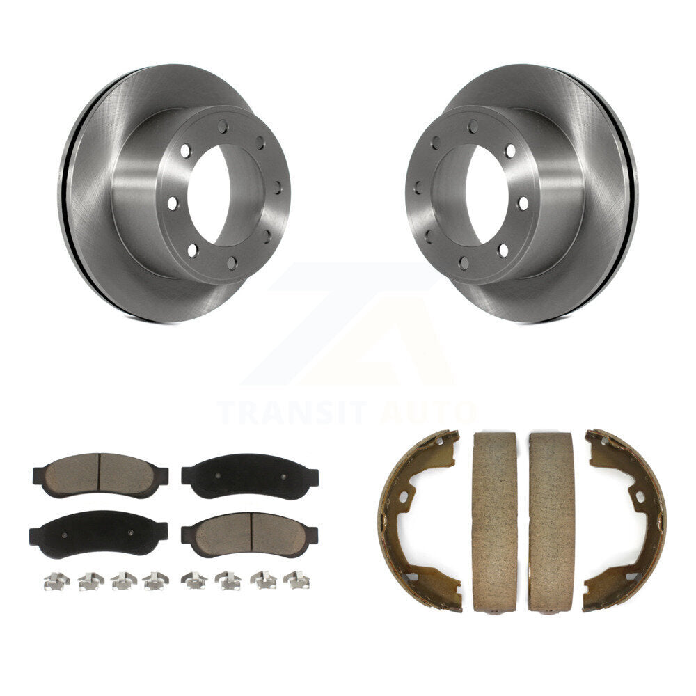 Rear Disc Rotors Ceramic Pads Parking Shoes Kit For 2011-2012 Ford F-350 Super Duty F-250 K8C-104152