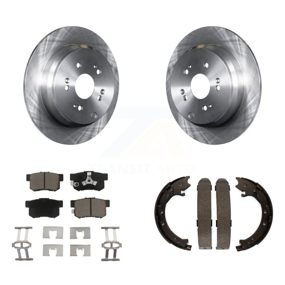 Rear Disc Rotors Ceramic Pads And Parking Brake Shoes Kit For 2005-2006 Honda CR-V K8C-104158