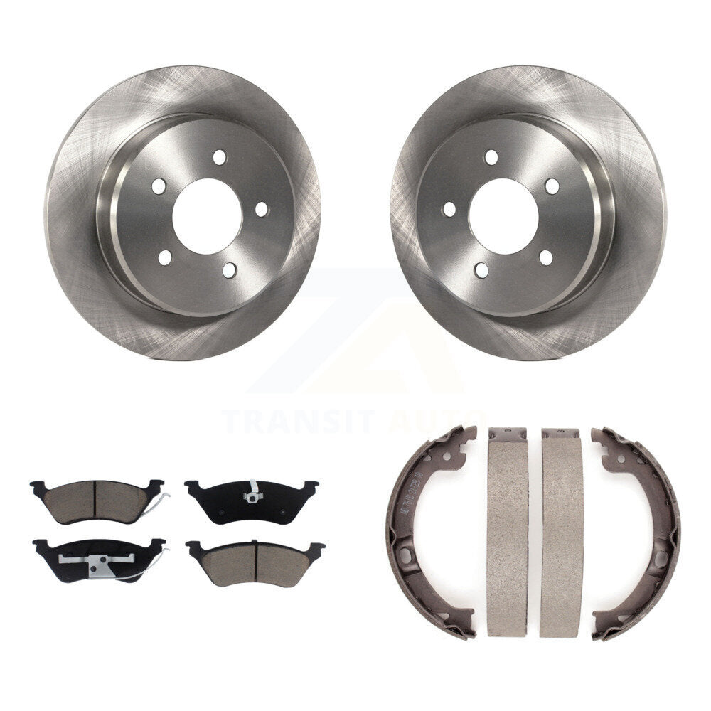 Rear Disc Rotors Ceramic Pads & Parking Shoes Kit For Dodge Grand Caravan Chrysler Town K8C-104171