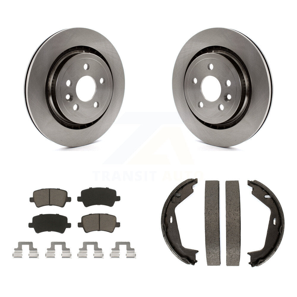 Rear Disc Rotors Ceramic Pads Parking Shoes Kit For 07-09 Volvo S80 AWD With Vented Rotor K8C-104177