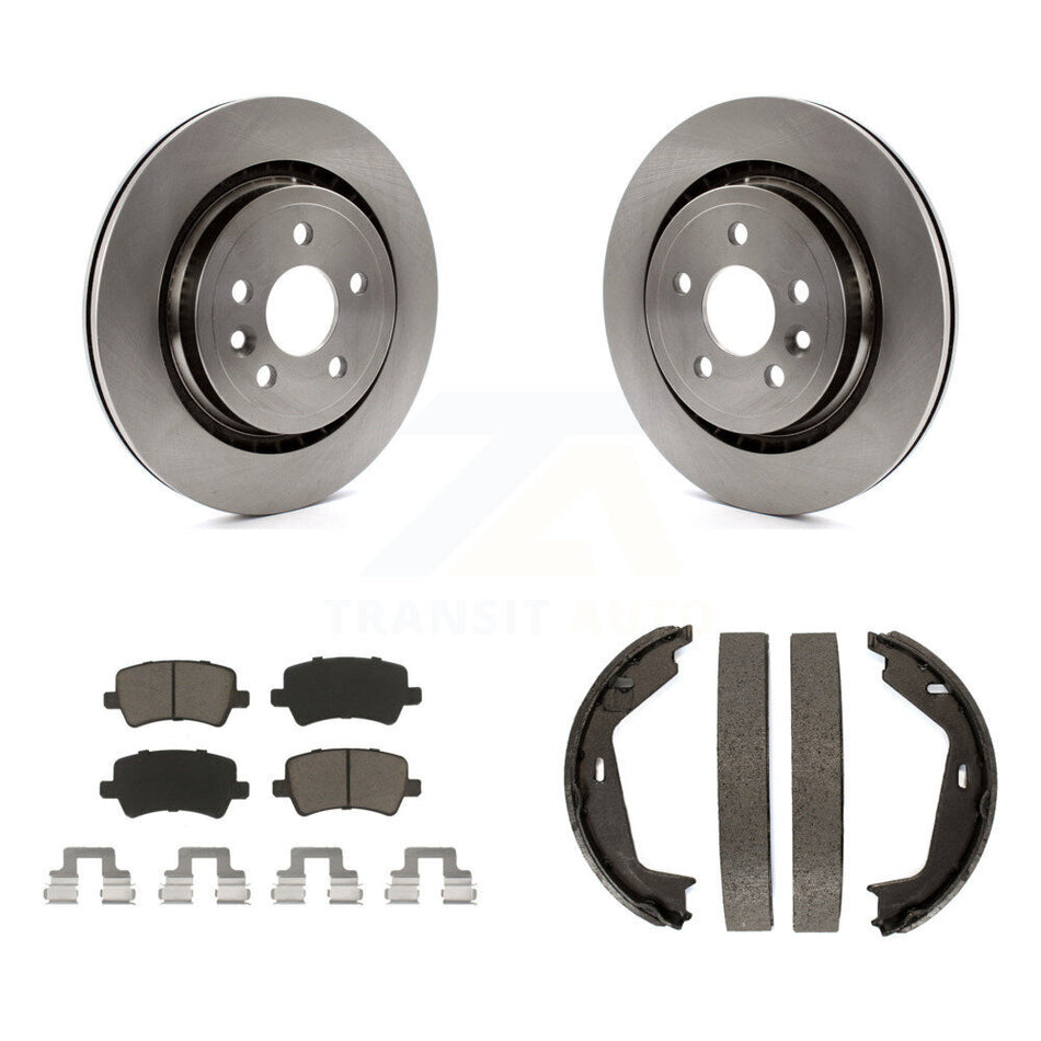 Rear Disc Rotors Ceramic Pads Parking Shoes Kit For 07-09 Volvo S80 AWD With Vented Rotor K8C-104177