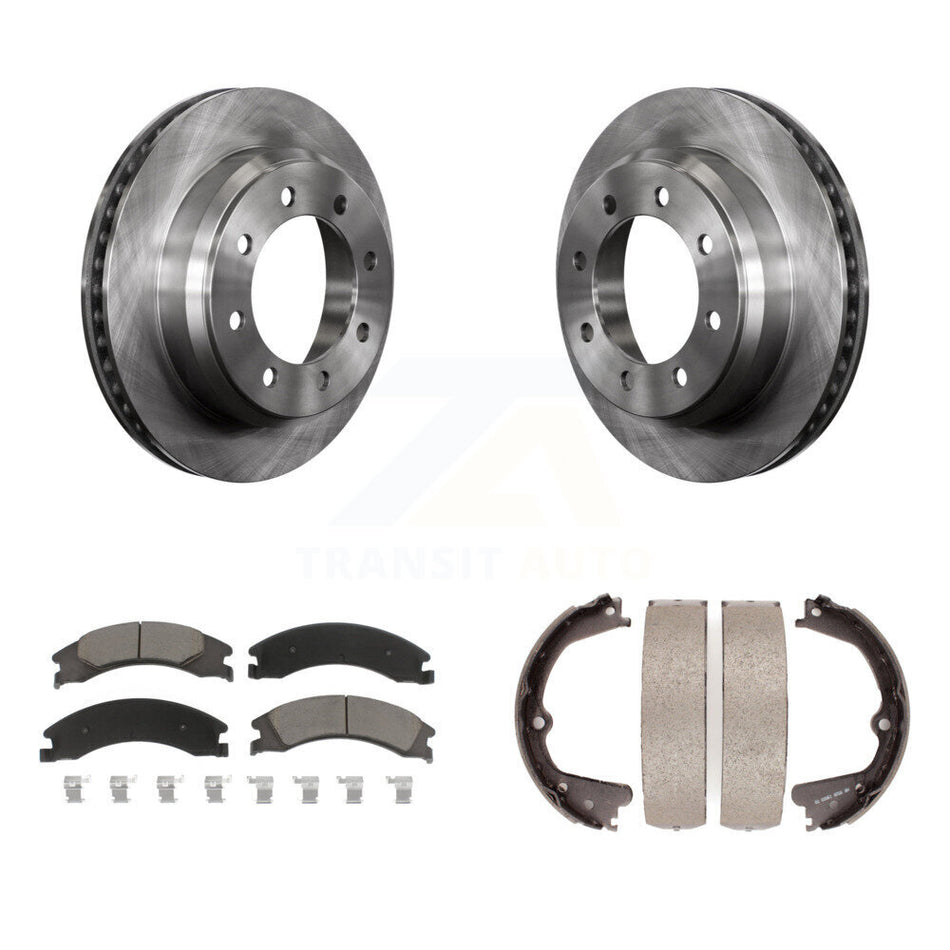 Rear Disc Rotors Ceramic Pads And Parking Shoes Kit For Ford E-350 Super Duty E-250 E-150 K8C-104179