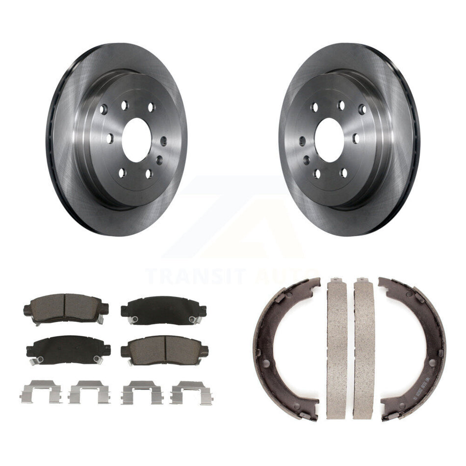 Rear Disc Rotors Ceramic Pads & Parking Shoes Kit For GMC Acadia Buick Enclave Chevrolet K8C-104185