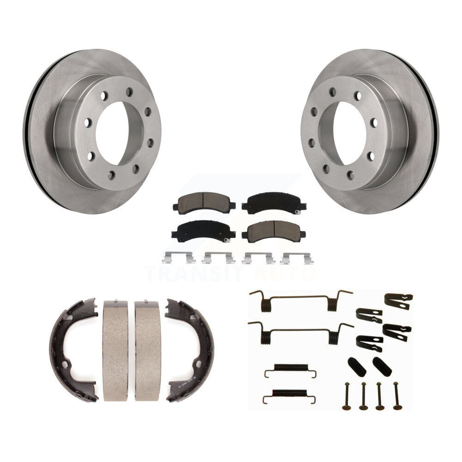 Rear Disc Rotors Ceramic Pads Parking Shoes & Hardware Kit For Chevrolet GMC Savana 2500 K8C-104200