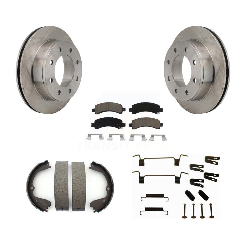 Rear Disc Rotors Ceramic Pads Parking Shoes Hardware Kit For GMC Savana 3500 Cutaway Van K8C-104203
