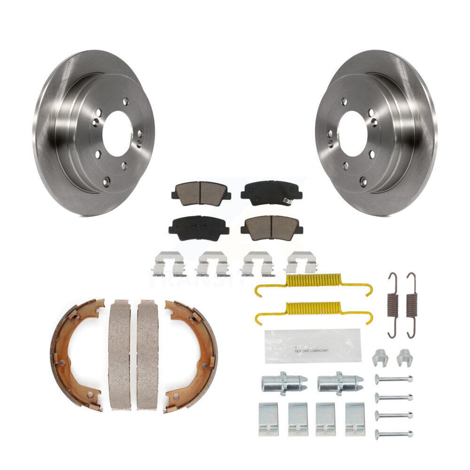 Rear Disc Rotors Ceramic Pads Parking Brake Shoes & Hardware Kit For 2007-2009 Kia Amanti K8C-104207
