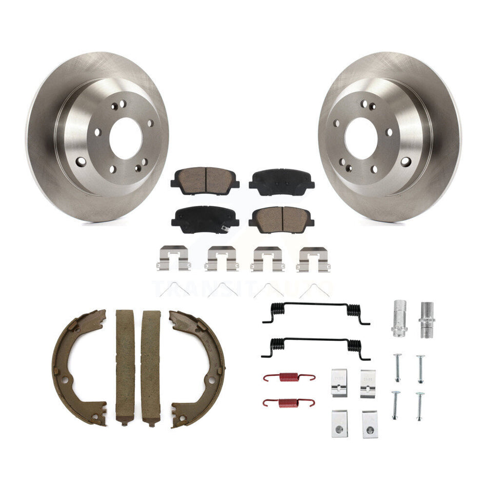 Rear Disc Rotors Ceramic Pads Parking Shoes & Hardware Kit For Hyundai Santa Fe Sport XL K8C-104213