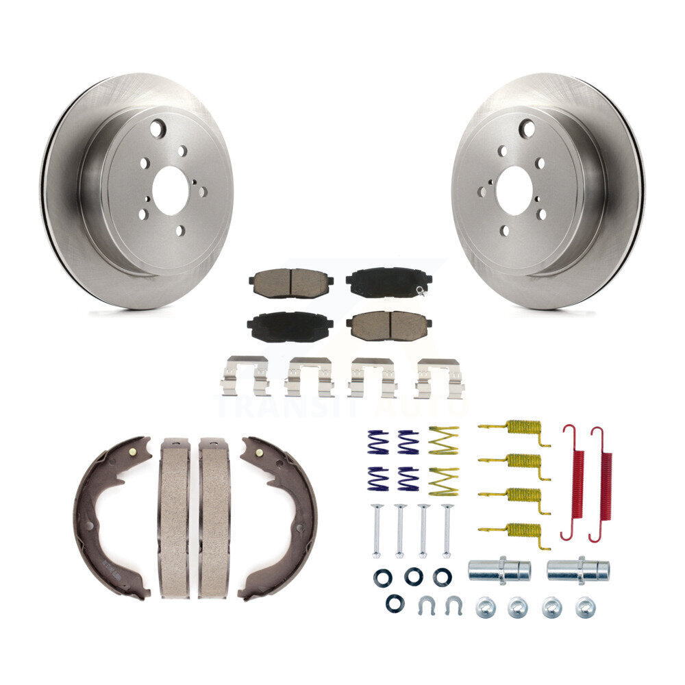 Rear Disc Rotors Ceramic Pads Parking Brake Shoes Hardware Kit For Subaru Outback Legacy K8C-104252
