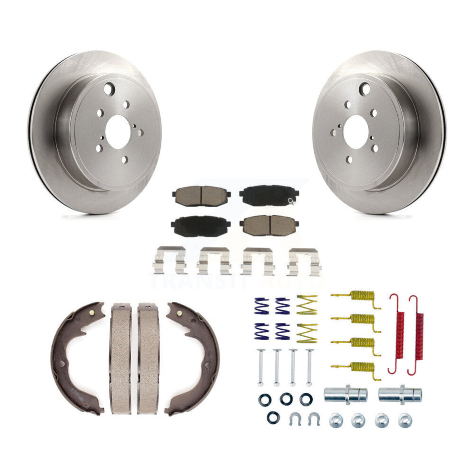 Rear Disc Rotors Ceramic Pads Parking Brake Shoes Hardware Kit For Subaru Outback Legacy K8C-104252