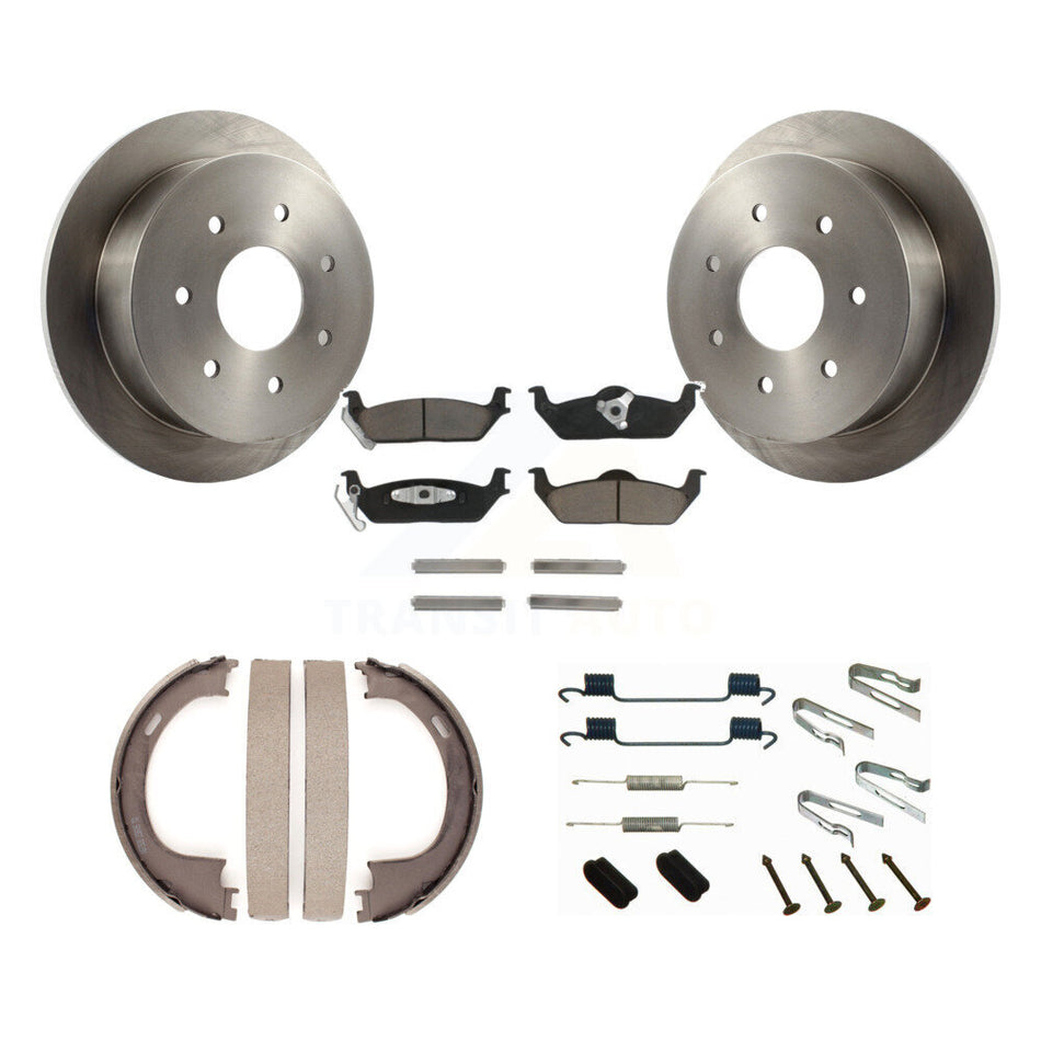 Rear Disc Rotors Ceramic Pads Parking Brake Shoes And Hardware Kit For Ford F-150 K8C-104311