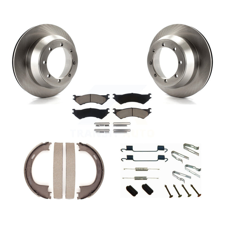 Rear Disc Rotors Ceramic Pads Parking Brake Shoes & Hardware Kit For Ford F-150 Heritage K8C-104312