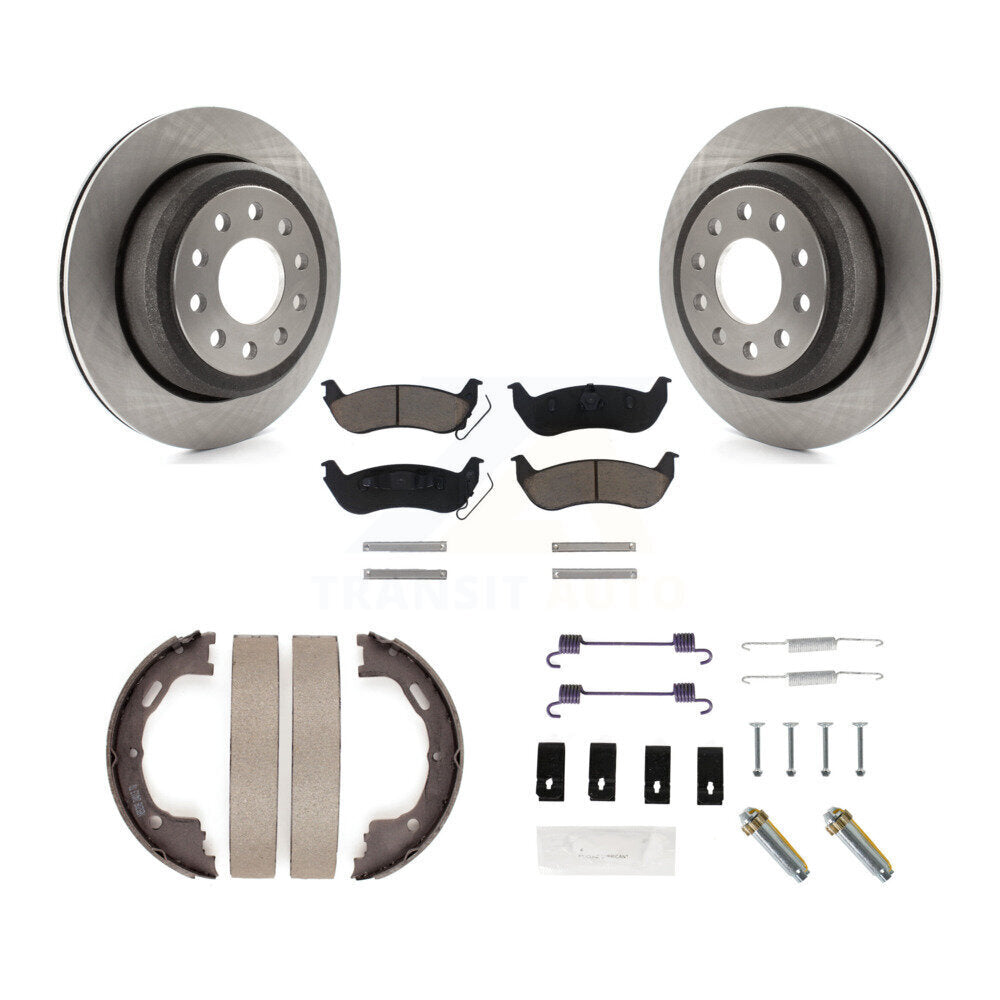 Rear Disc Rotors Ceramic Pads Parking Shoes Hardware Kit For 03-11 Lincoln Town Car Sedan K8C-104314