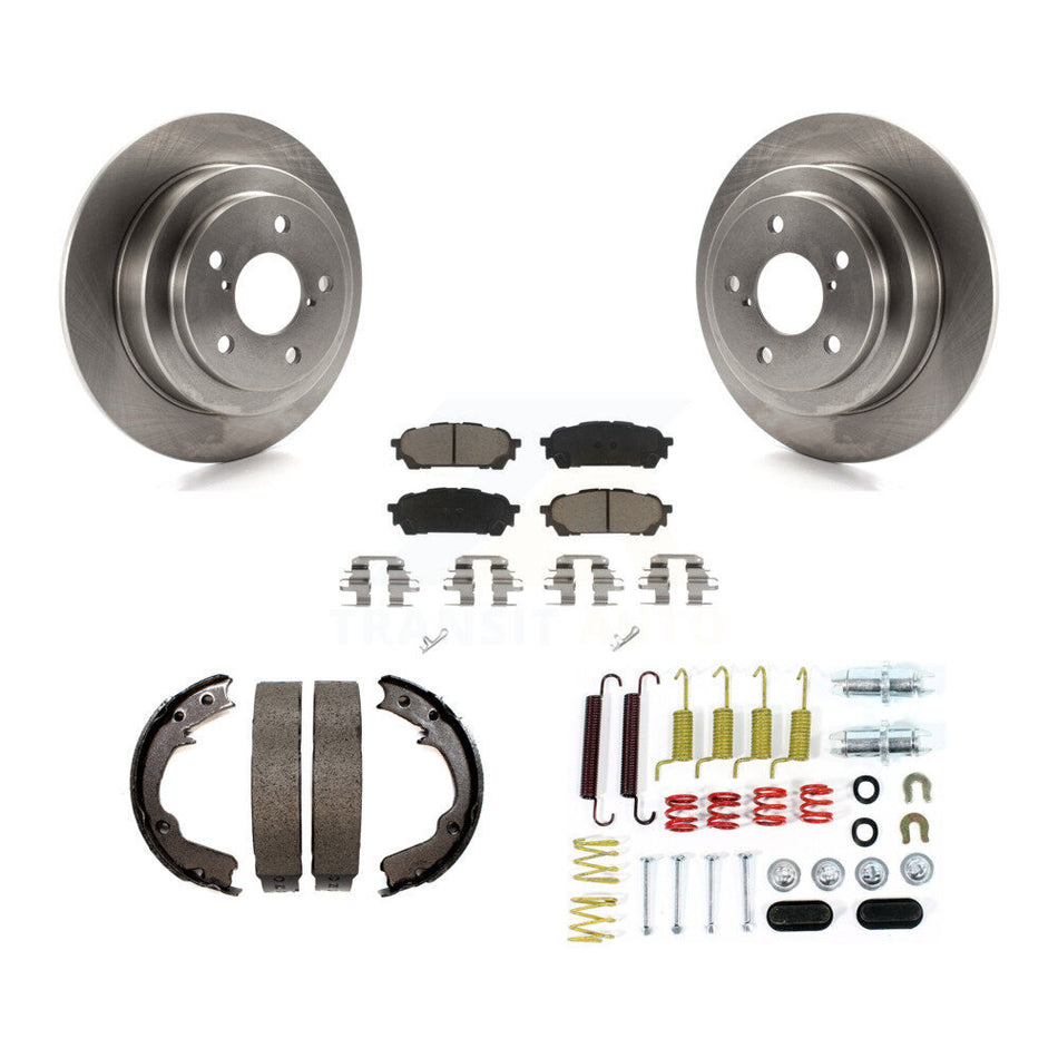 Rear Disc Rotors Ceramic Pads Parking Shoes Hardware Kit For Subaru Impreza Forester Saab K8C-104340
