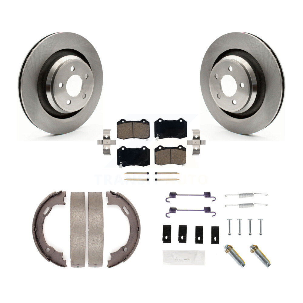 Rear Disc Rotors Ceramic Pads Parking Shoes & Hardware Kit For Dodge Charger Chrysler 300 K8C-104346