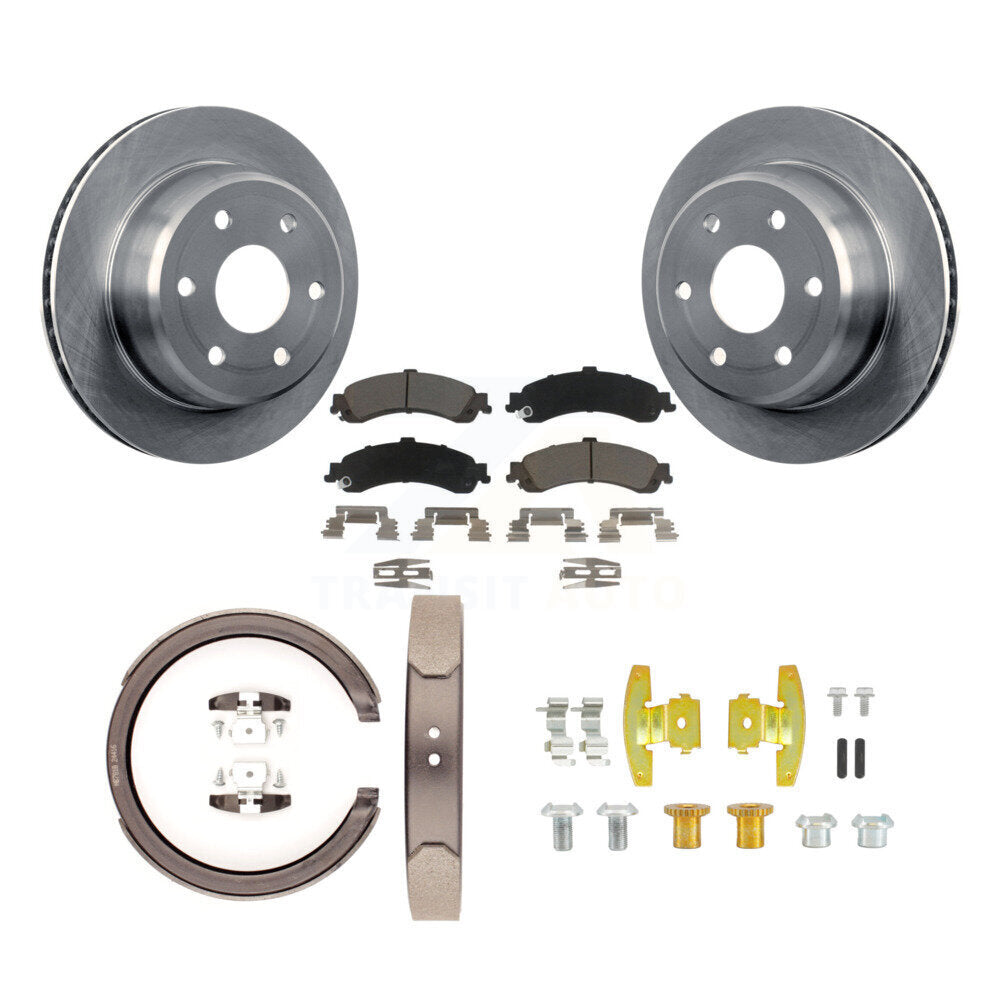 Rear Disc Rotors Ceramic Pads Parking Shoes Hardware Kit For Chevrolet GMC Sierra 1500 XL K8C-104379